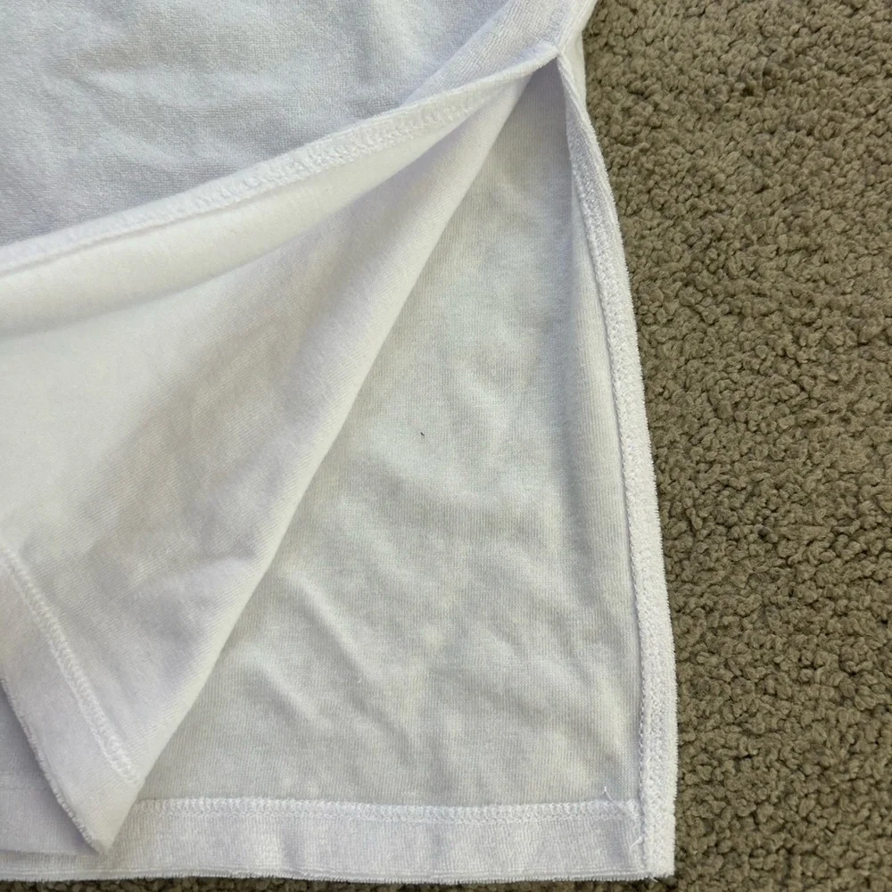 Free People White Athletic Ribbed Shorts with Navy & Red Stripe